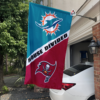 Miami Dolphins vs Tampa Bay Buccaneers House Divided Flag, NFL House Divided Flag