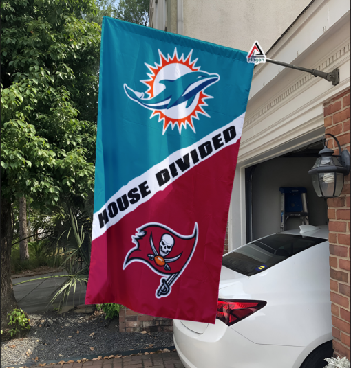 Dolphins vs Buccaneers House Divided Flag, NFL House Divided Flag