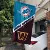 Miami Dolphins vs Washington Commanders House Divided Flag, NFL House Divided Flag