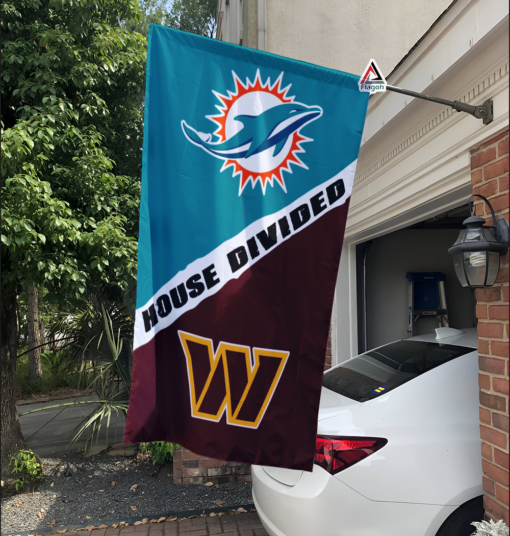 Dolphins vs Commanders House Divided Flag, NFL House Divided Flag