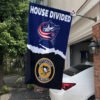 Columbus Blue Jackets vs Pittsburgh Penguins House Divided Flag, NHL House Divided Flag