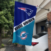 New England Patriots vs Miami Dolphins House Divided Flag, NFL House Divided Flag