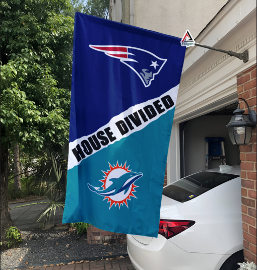 Patriots vs Dolphins House Divided Flag, NFL House Divided Flag