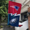 New England Patriots vs Philadelphia Eagles House Divided Flag, NFL House Divided Flag