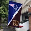 New England Patriots vs Washington Commanders House Divided Flag, NFL House Divided Flag