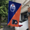 Edmonton Oilers vs Philadelphia Flyers House Divided Flag, NHL House Divided Flag