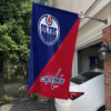 Edmonton Oilers vs Washington Capitals House Divided Flag, NHL House Divided Flag