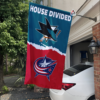 San Jose Sharks vs Columbus Blue Jackets House Divided Flag, NHL House Divided Flag