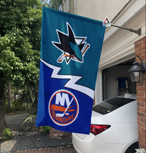 Sharks vs Islanders House Divided Flag, NHL House Divided Flag