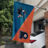 San Jose Sharks vs Philadelphia Flyers House Divided Flag, NHL House Divided Flag