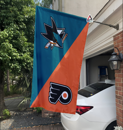 Sharks vs Flyers House Divided Flag, NHL House Divided Flag
