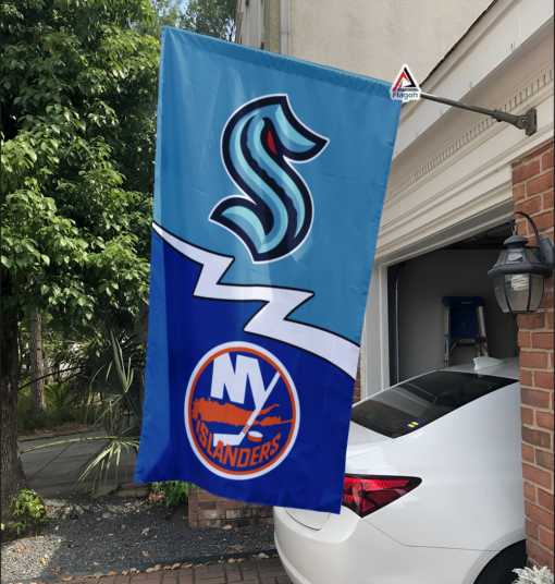 Kraken vs Islanders House Divided Flag, NHL House Divided Flag