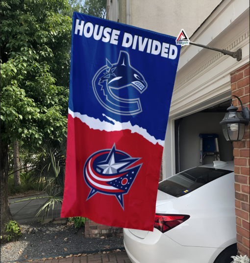 Canucks vs Blue Jackets House Divided Flag, NHL House Divided Flag