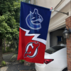 Vancouver Canucks vs New Jersey Devils House Divided Flag, NHL House Divided Flag