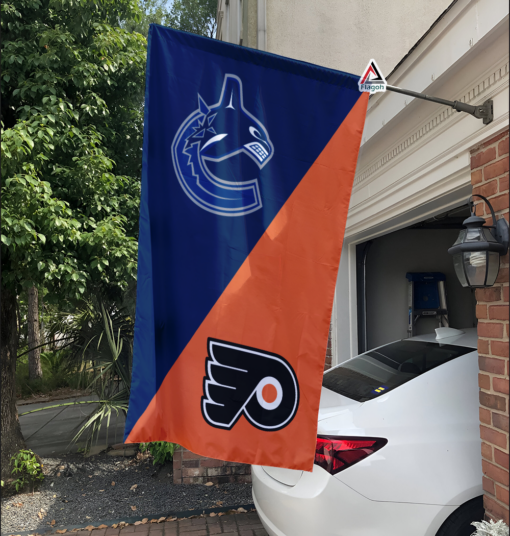 Canucks vs Flyers House Divided Flag, NHL House Divided Flag