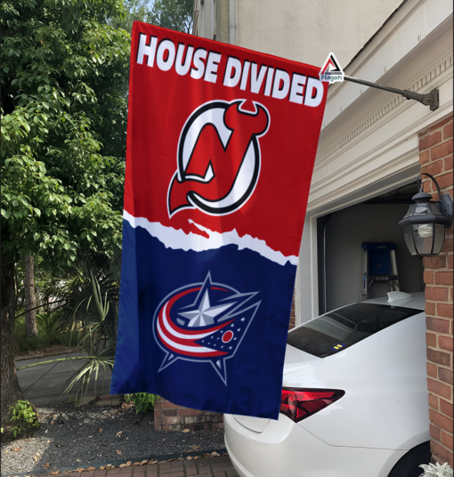 Devils vs Blue Jackets House Divided Flag, NHL House Divided Flag