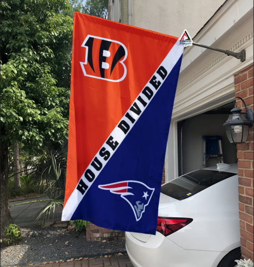 Bengals vs Patriots House Divided Flag, NFL House Divided Flag