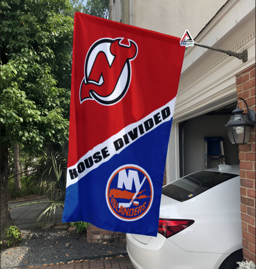 Devils vs Islanders House Divided Flag, NHL House Divided Flag
