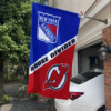 New York Rangers vs New Jersey Devils House Divided Flag, NHL House Divided Flag