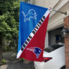 Detroit Lions vs New England Patriots House Divided Flag, NFL House Divided Flag