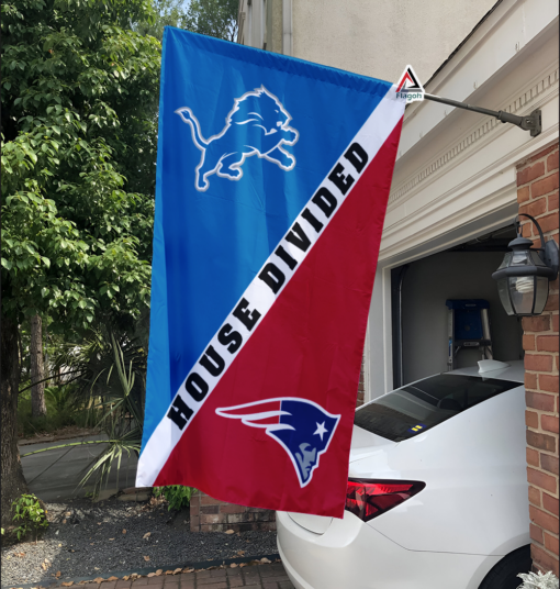 Lions vs Patriots House Divided Flag, NFL House Divided Flag