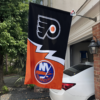 Philadelphia Flyers vs New York Islanders House Divided Flag, NHL House Divided Flag