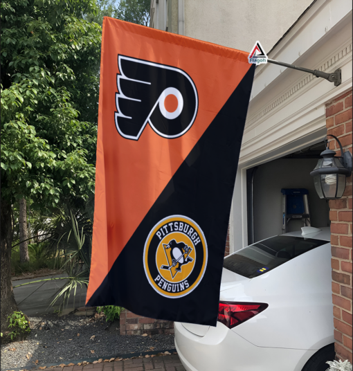 Flyers vs Penguins House Divided Flag, NHL House Divided Flag