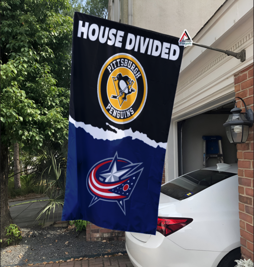 Penguins vs Blue Jackets House Divided Flag, NHL House Divided Flag