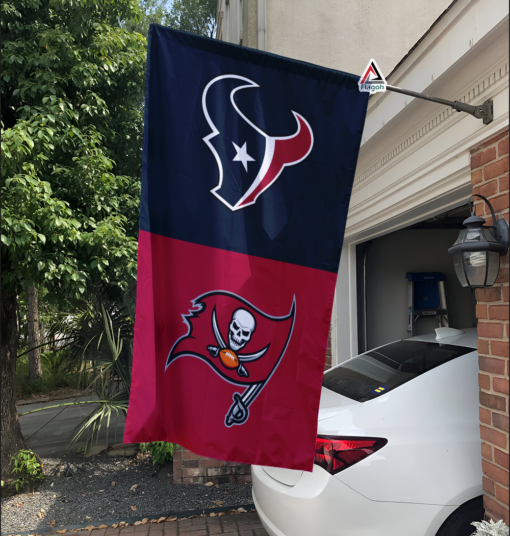 Texans vs Buccaneers House Divided Flag, NFL House Divided Flag