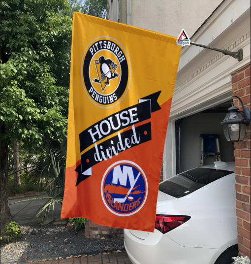 Penguins vs Islanders House Divided Flag, NHL House Divided Flag