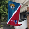 Jacksonville Jaguars vs New England Patriots House Divided Flag, NFL House Divided Flag
