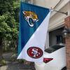 Jacksonville Jaguars vs San Francisco 49ers House Divided Flag, NFL House Divided Flag