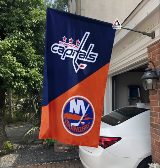 Capitals vs Islanders House Divided Flag, NHL House Divided Flag