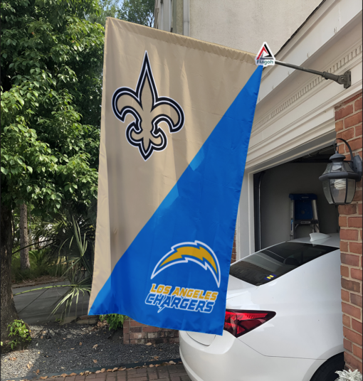 Saints vs Chargers House Divided Flag, NFL House Divided Flag