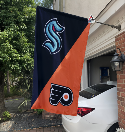 Kraken vs Flyers House Divided Flag, NHL House Divided Flag