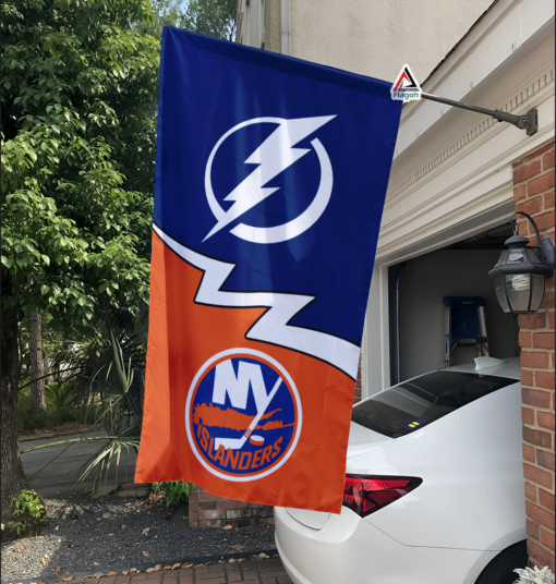 Lightning vs Islanders House Divided Flag, NHL House Divided Flag