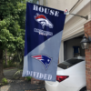 Denver Broncos vs New England Patriots House Divided Flag, NFL House Divided Flag