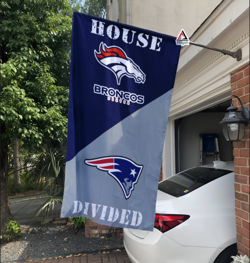 Broncos vs Patriots House Divided Flag, NFL House Divided Flag