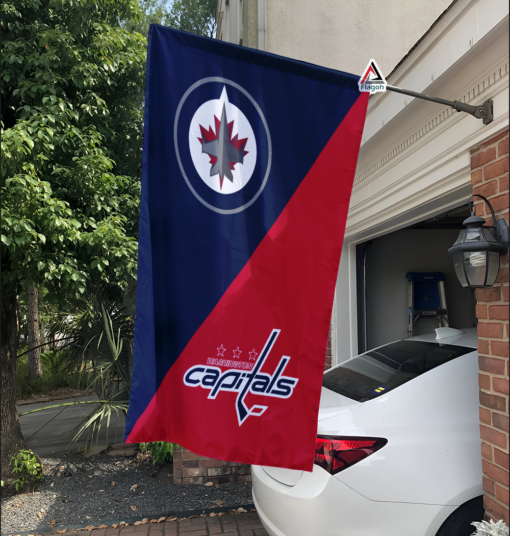 Jets vs Capitals House Divided Flag, NHL House Divided Flag