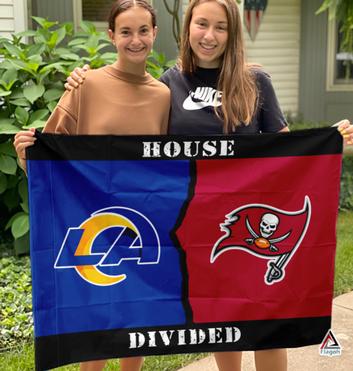Rams vs Buccaneers House Divided Flag, NFL House Divided Flag