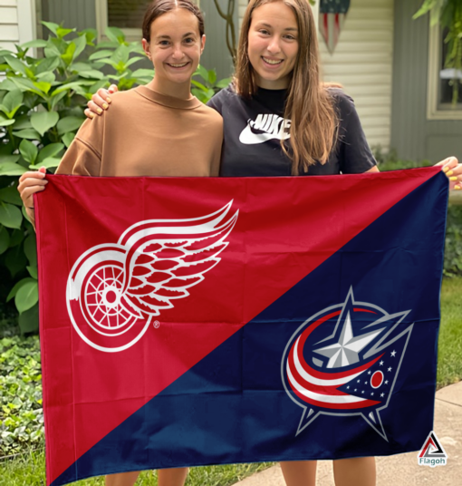 Red Wings vs Blue Jackets House Divided Flag, NHL House Divided Flag