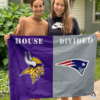 Minnesota Vikings vs New England Patriots House Divided Flag, NFL House Divided Flag