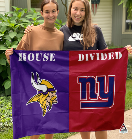 Vikings vs Giants House Divided Flag, NFL House Divided Flag