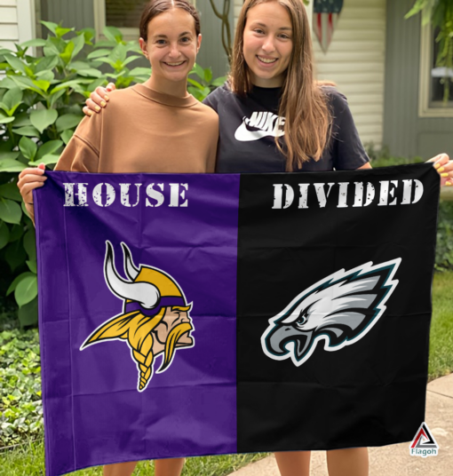 Vikings vs Eagles House Divided Flag, NFL House Divided Flag