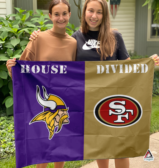 Vikings vs 49ers House Divided Flag, NFL House Divided Flag