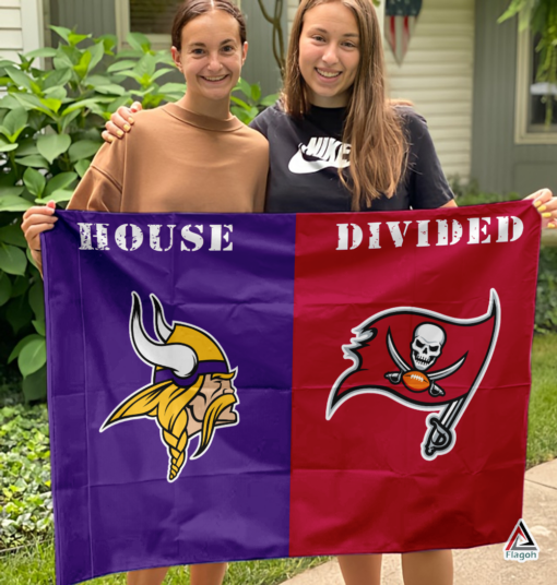 Vikings vs Buccaneers House Divided Flag, NFL House Divided Flag