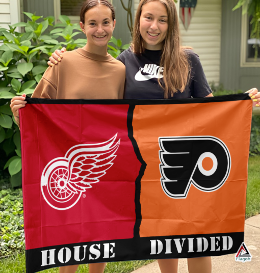Red Wings vs Flyers House Divided Flag, NHL House Divided Flag