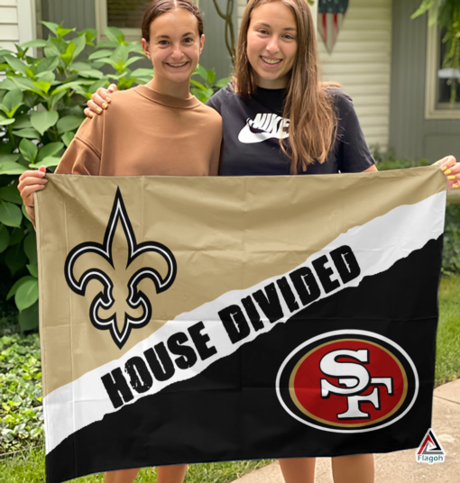 Saints vs 49ers House Divided Flag, NFL House Divided Flag