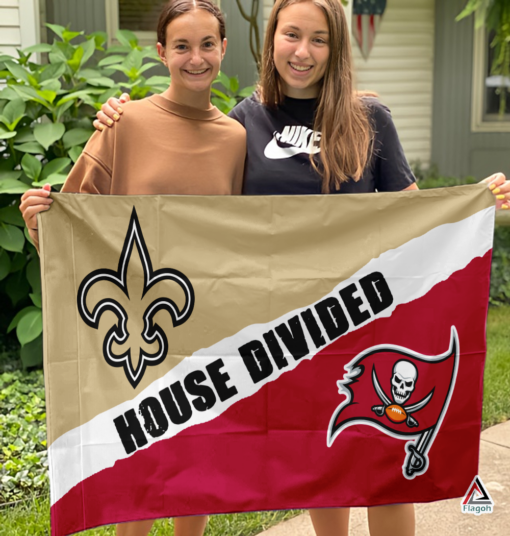 Saints vs Buccaneers House Divided Flag, NFL House Divided Flag