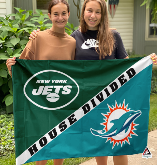 Jets vs Dolphins House Divided Flag, NFL House Divided Flag